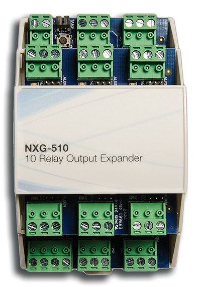 01349 UIT ASSORTIMENT
Uitbreidingsmodule voor NXG centrales, 10 relais, DIN rail