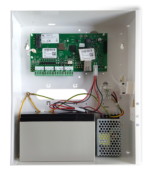 01871 Inbraakbeveiligingscentrale met 10 - 16 zones in compacte metalen behuizing inclusief 7 Ah accu
