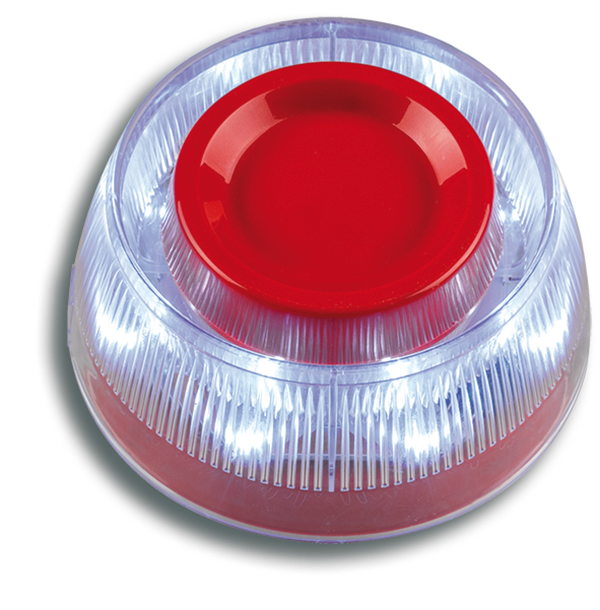 02977 Alarmgever wit met flitslicht en isolator, exl.sokkel