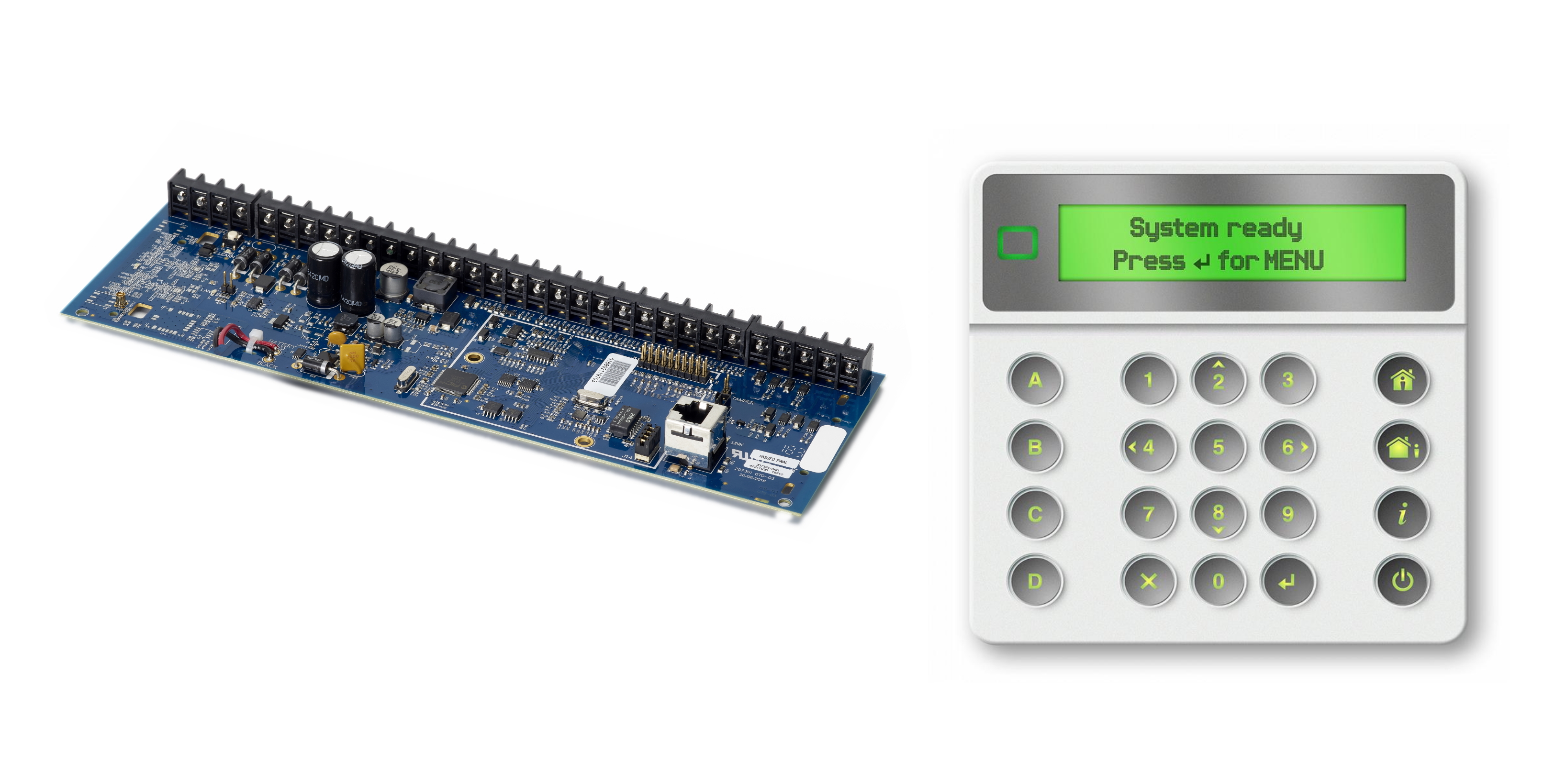 10000134 NXG Kit, IP centrale 8-48 zones enkel print + wit LCD keypad