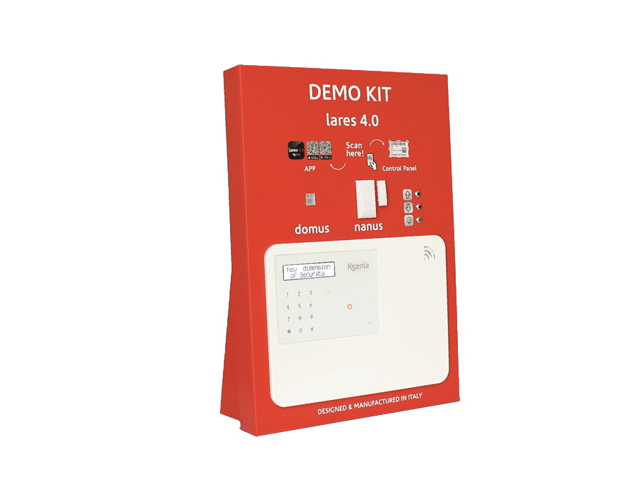10020037 Ksenia Lares 4.0 Demo Kit, Lares 4.0 WLS 96, Ergo S, Poli Nanus, auxi-HT, domus, mini-tag en opera
