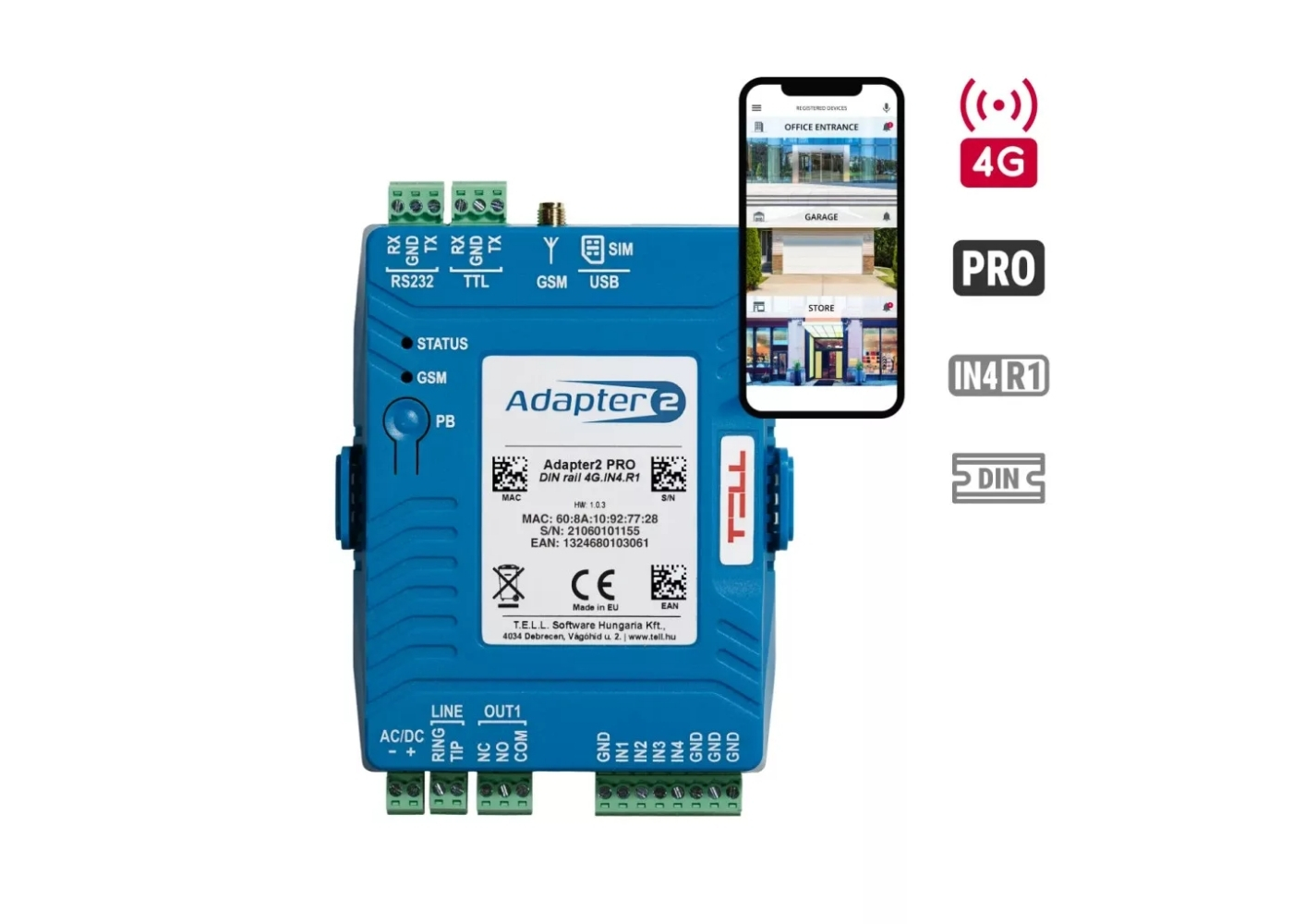 10050009 Professionele 4G GSM kiezer, 4 ingangen, 1 uitgang