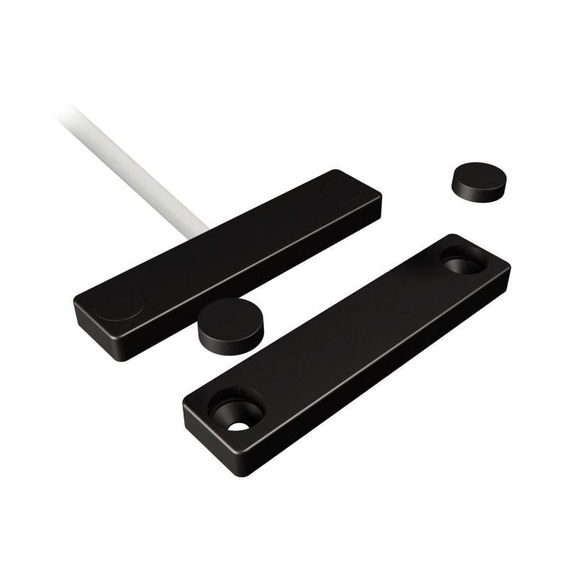 10060072 Smal opbouw magneetcontact, 2m bewaakte kabel, NC, IP67, R= 2x 4K7, kunststof, zwart