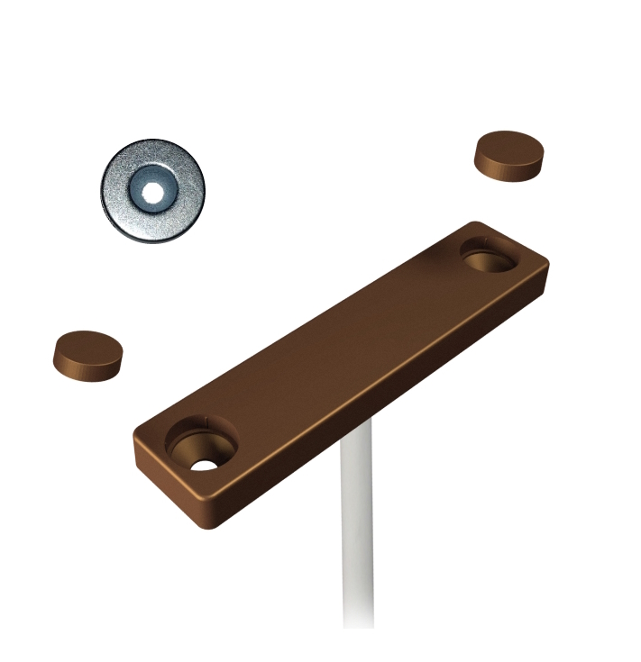 14942 Smal opbouw magneetcontact, bruin kunststof, 2m bewaakte kabel, NC, IP67