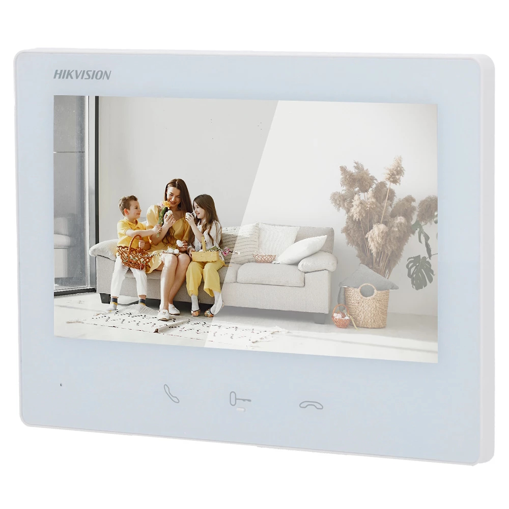 20001384 Hikvision 2-draads 7" HD Touchscreen binnenstation, Wifi, wit (Hik-Pro app support)