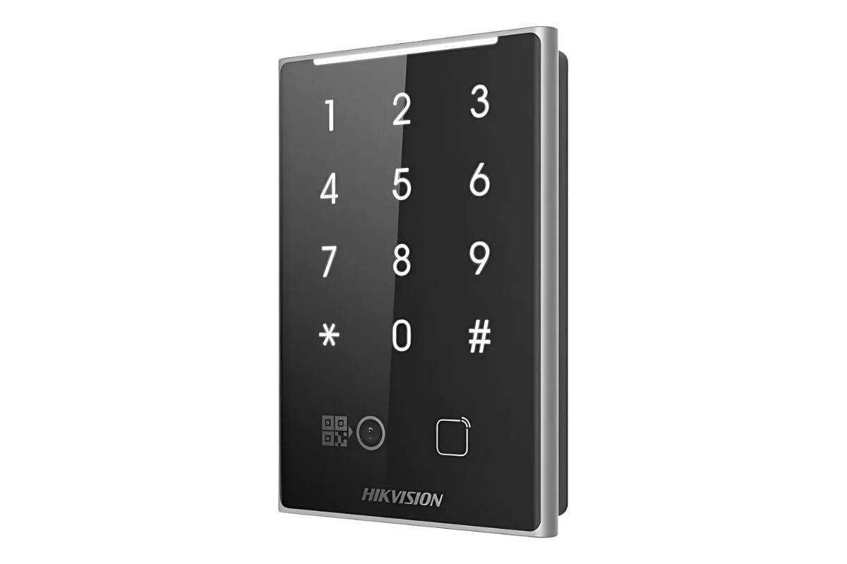 20001957 Hikvision Geavanceerde kaartlezer met multi-protocol ondersteuning en keypad, QR-code,  DESfire, Felica en Mifare