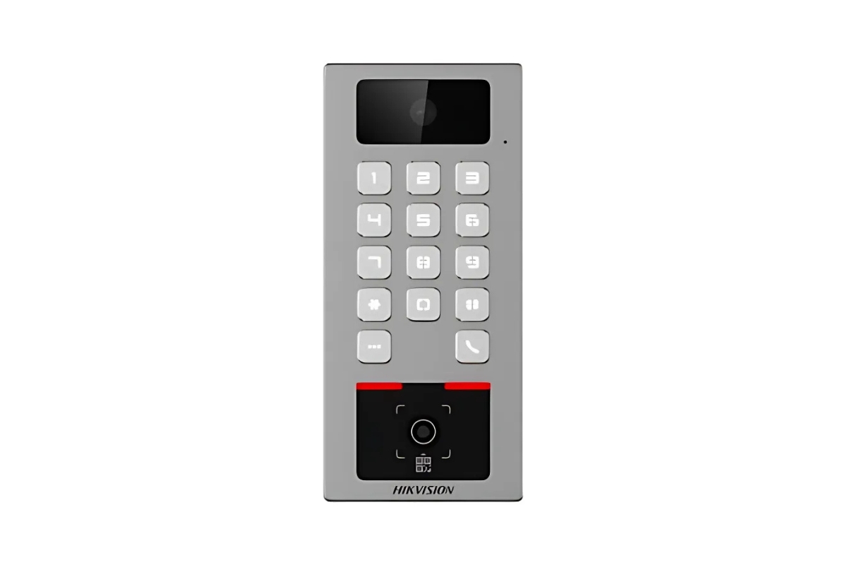 20001958 Hikvision Toegangscontrole Terminal met geïntegreerde kaartlezer, toetsenbord, QR-code scanner en Video-ondersteuning, IP65 & IK09