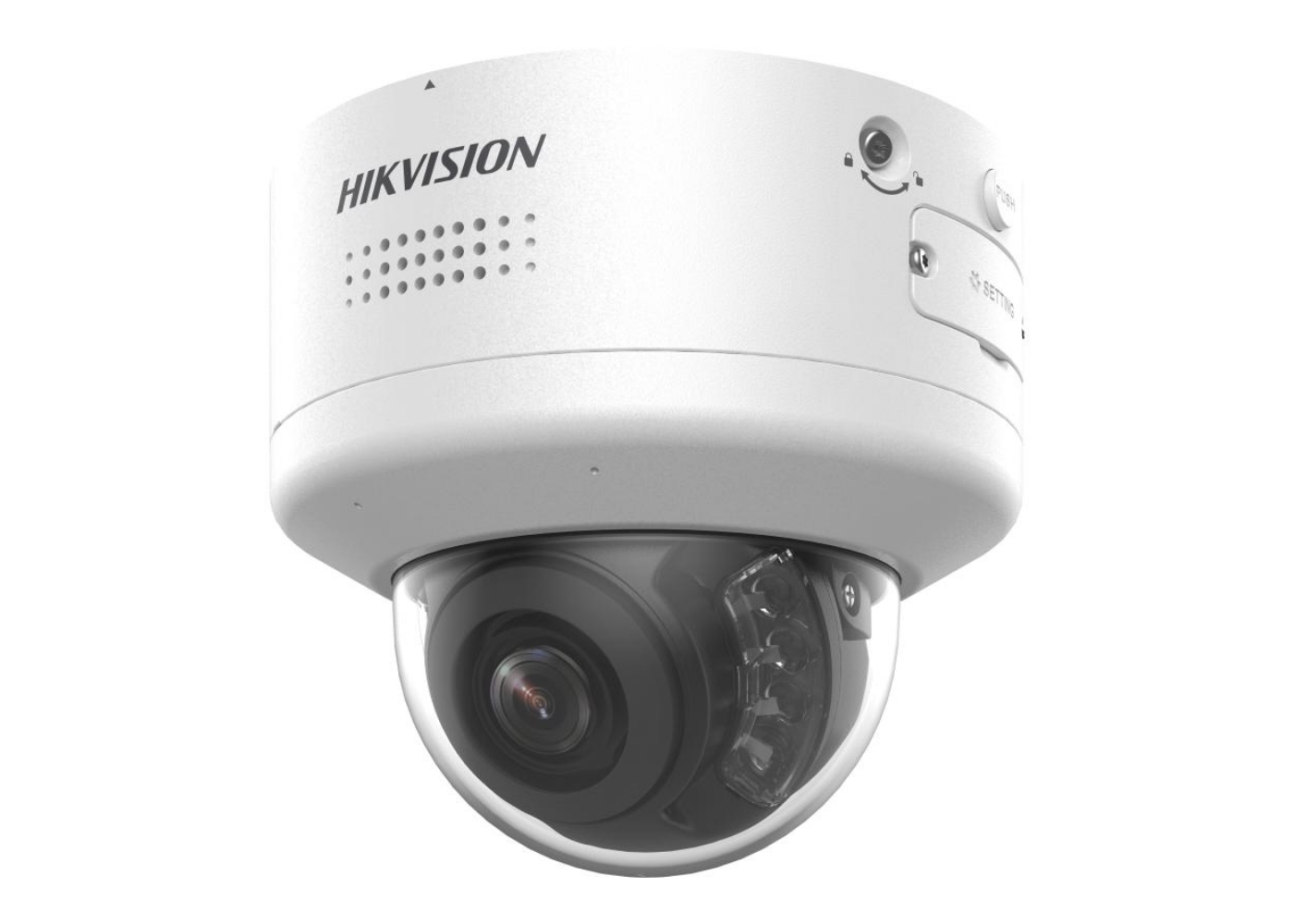 20002055 Hikvision 8MP Smart hybrid light met Darkfighter S stroboscoop en sirene, gemotoriseerde Varifocale Dome Netwerkcamera, 2.7-13.5mm