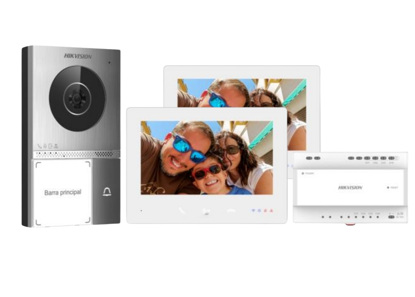 20002433 Hikvision 2-draads Video villa intercom kit, 1 drukknop IK08, 2 MP HD video, 2x 7" touch screen binnenstation