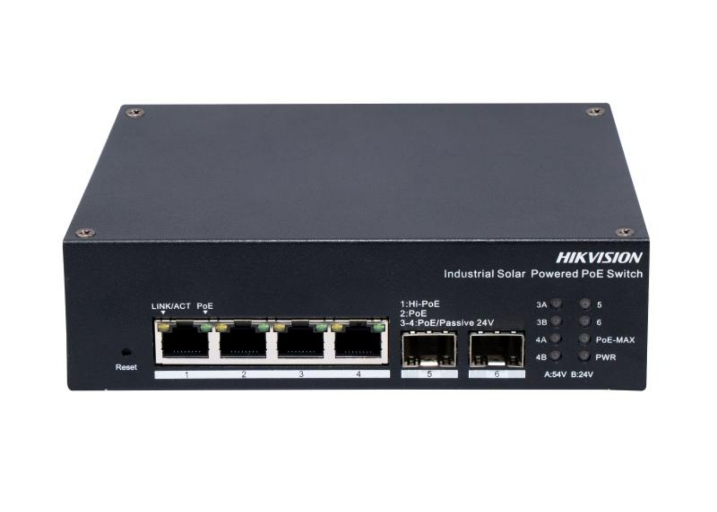 20002473 Hikvision 4-poorts Gigabit Smart Managed Industrial Solar POE-switch