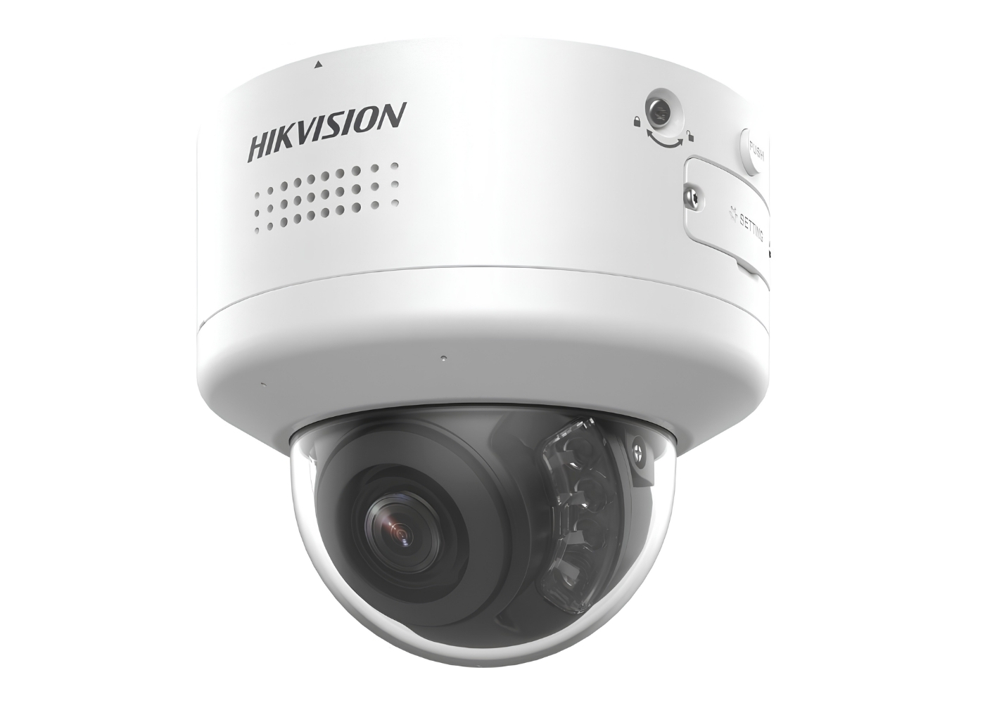 20002654 Hikvision 4 MP AcuSense PTRZ Varifocal IR Dome Network Camera, Strobe licht en sirene, microfoon, 2.8-12 mm