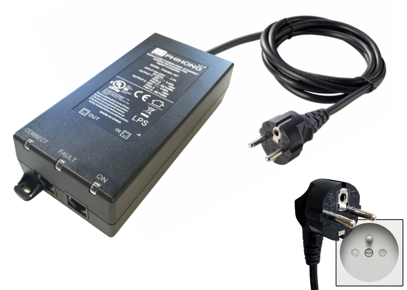 20010544 Avigilon POE Single port injector inclusief EU voedingskabel