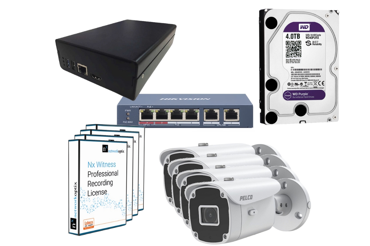 20021009 Allnet Kit-5: Micro NVR 4TB, 4x bullet camera 2MP, 4-poorts switch, 4x licentie