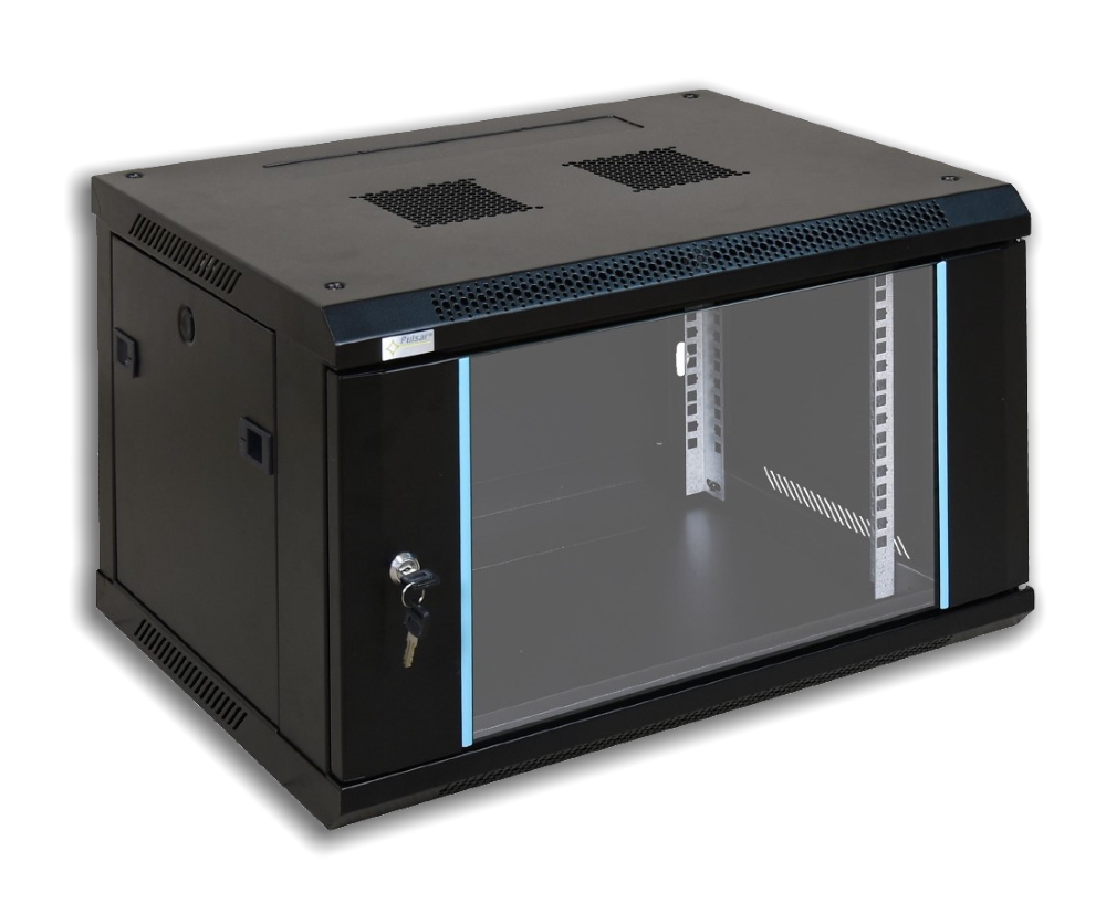 20060009 Easy-Rack wand patchkast met glazen deur. 6U, 450mm diep, geassembleerd
