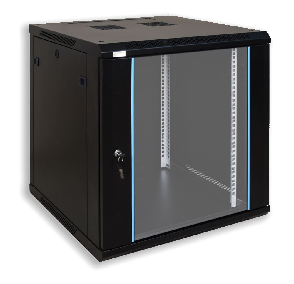 20060011 Easy-Rack wand patchkast met glazen deur. 12U, 600mm diep, geassembleerd.