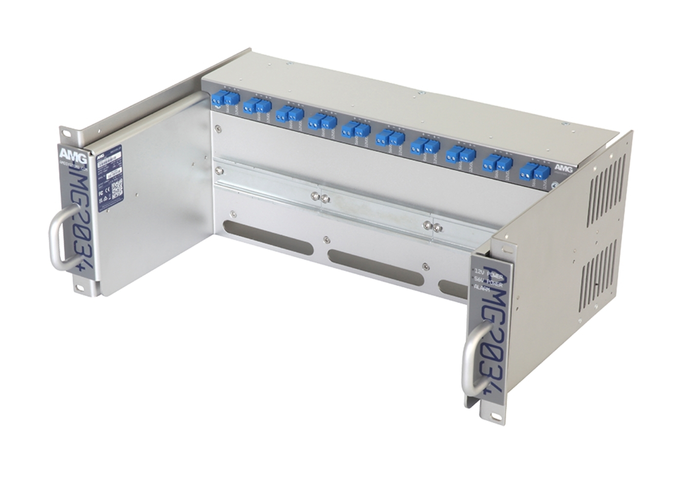 20065278 Rackchassis voor AMG DIN-rail, 12VDC + 56VDC extern, 4U.