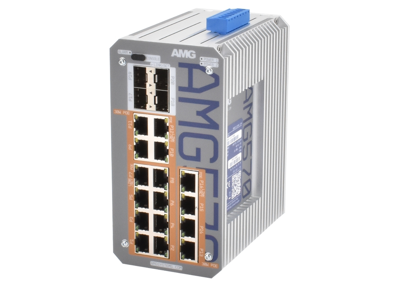 20065292 Industriële managed switch met 20 poorten, voorzien van 16x 10/100/1000TX (16x 30W PoE), 2x 100M/1G SFP, 2x 100M/1G/2.5G SFP-poorten