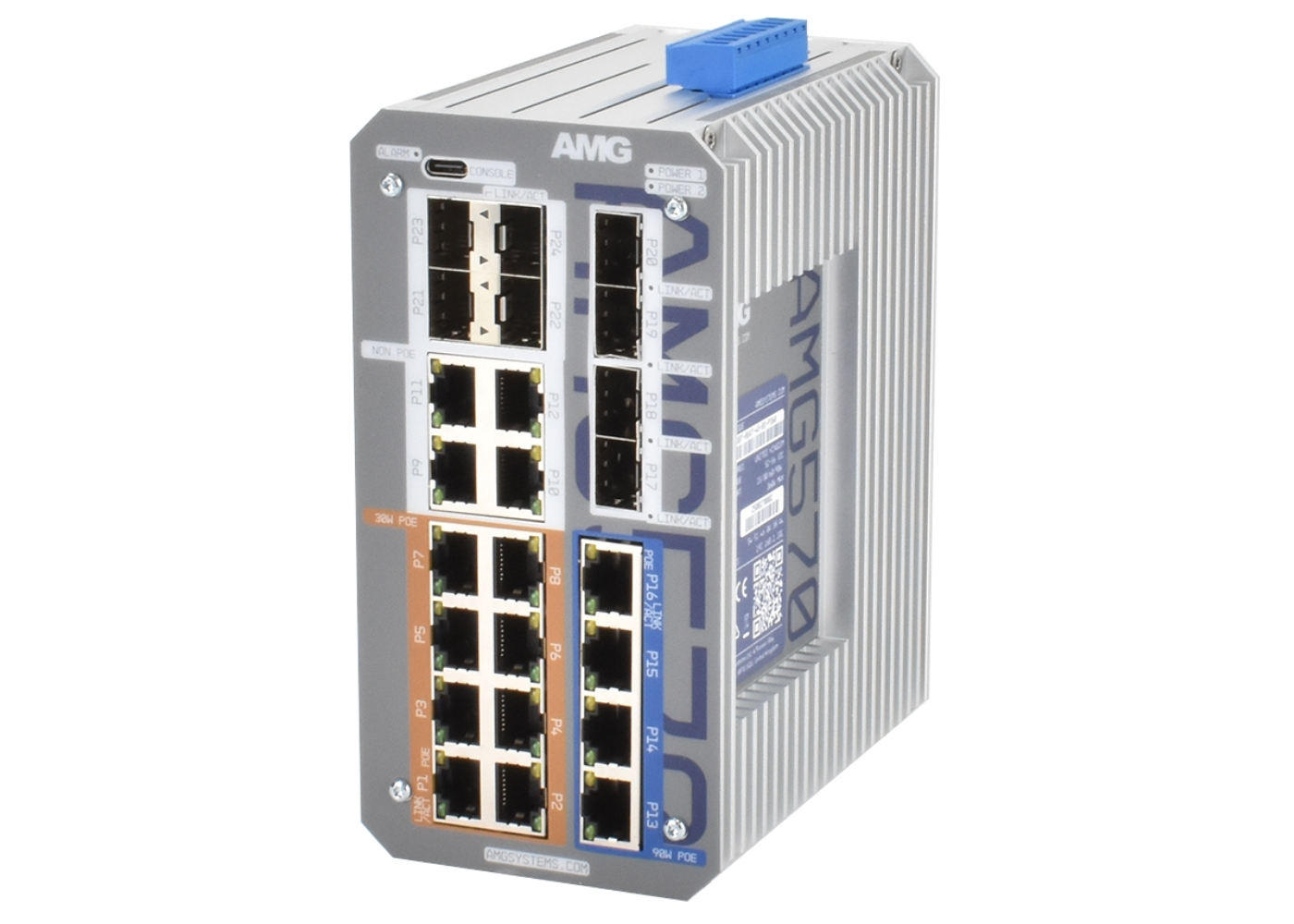 20065297 Industriële managed switch met 24 poorten, voorzien van  16x 10/100/1000TX (4x 60/90W, 8x 30W PoE & 4x Non-PoE), 6x 100M/1G SFP, 2x 100M/1G/2.5G SFP-poorten