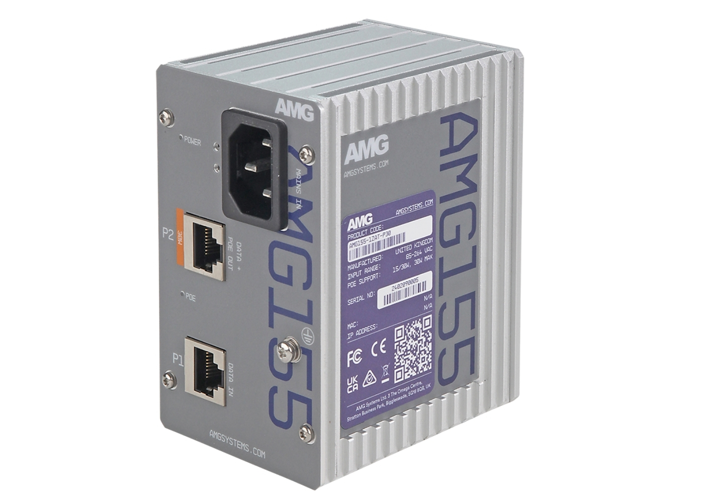 20065355 Industriële 1-poorts PoE-injector, 30W PoE, AC-DC