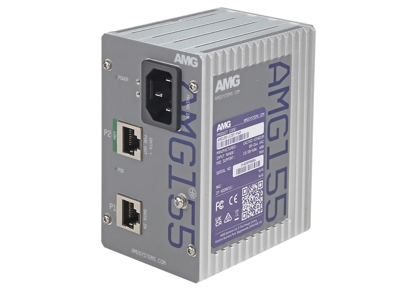 20065356 Industriële 1-poorts PoE-injector, 60W PoE, AC-DC