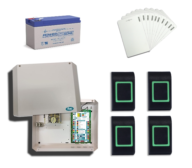 300012.K TCP/IP kit met 4 x EM lezers + 10 x EM kaarten + 12V batterij