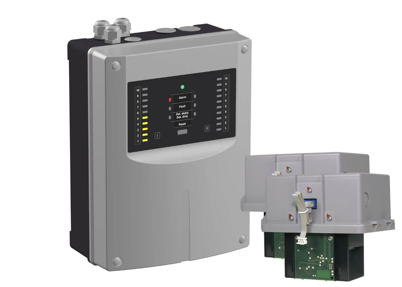 30040072 Aspiratiesysteem met 2 aanzuigbuizen met een uitgebreid display, inclusief 2 SSD 535-3 hooggevoelige detectoren