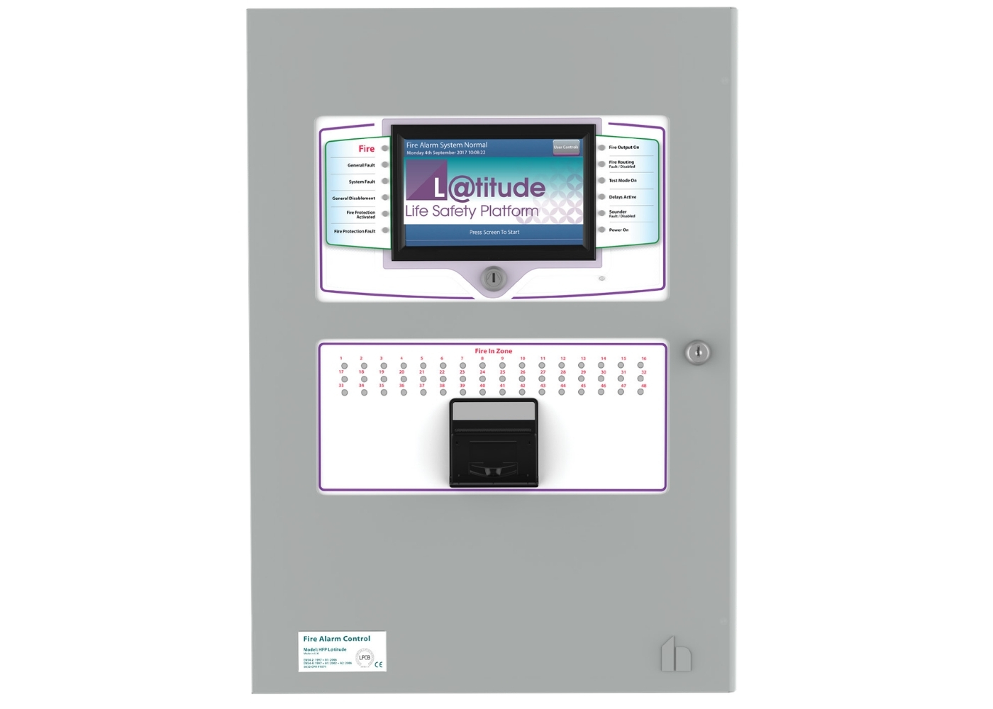 30042606 Latitude adresseerbare brandcentrale 2-8, standaard behuizing, printer
