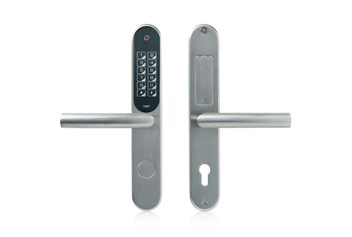 40011053 Autonome draadloze deurklink lezer + keypad voor appartementen, links