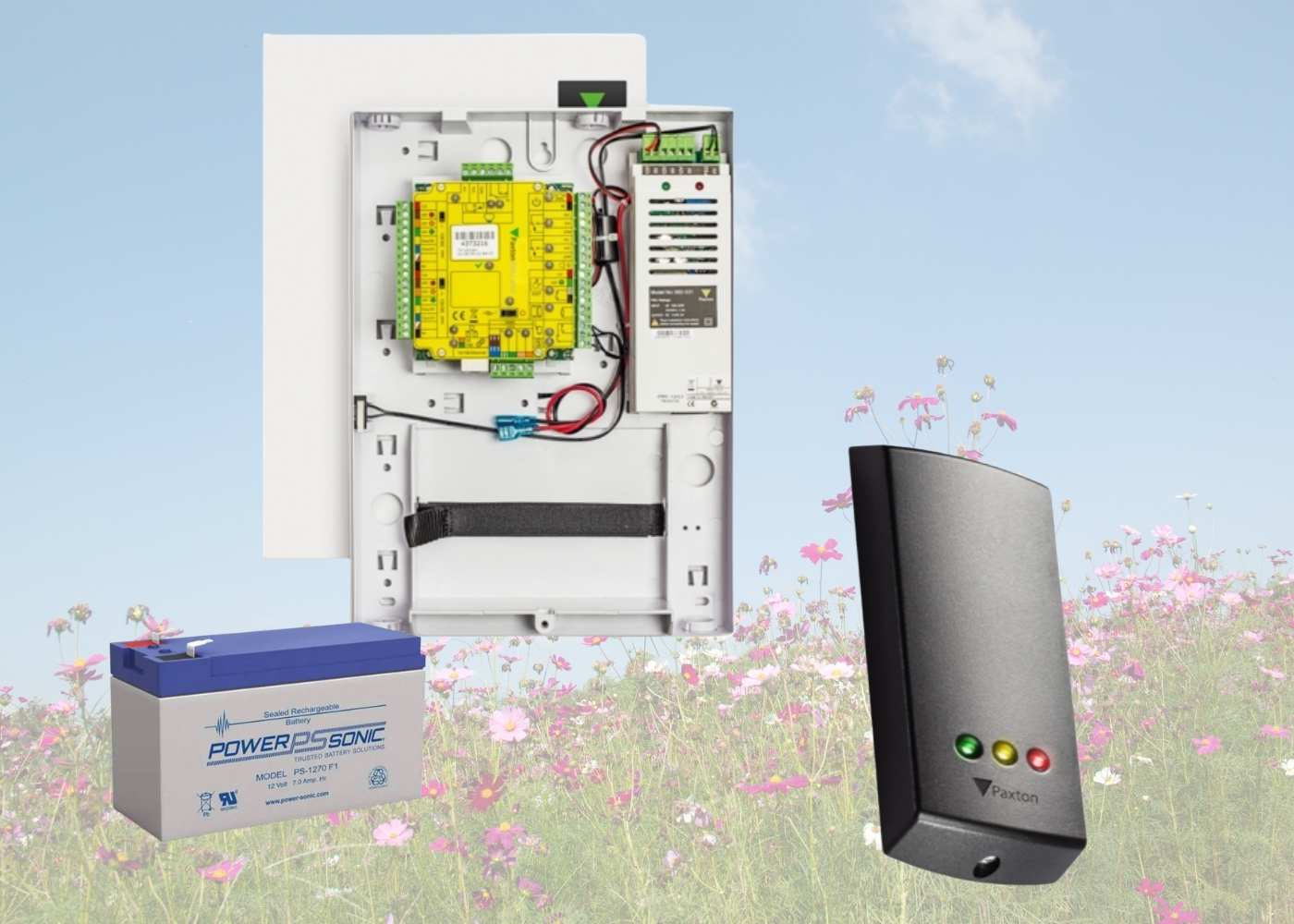 40040169.PROMO Net2 - Systeem uitbreidings kit, Net2 Plus (1 deur) + PowerSonic 12 V 7 Ah accu