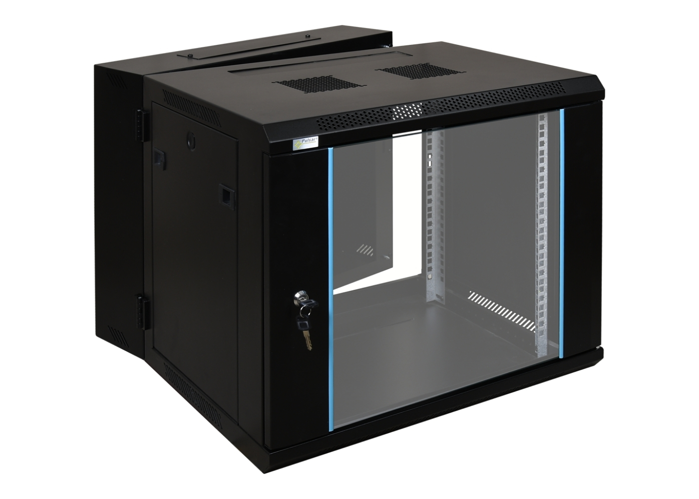 40060099 Easy-Rack wand patchkast met glazen deur. 9U, 600mm diep, dubbele sectie, geassembleerd
