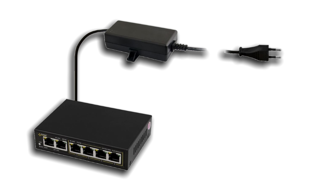 6000092 Pulsar 6 poort switch 10/100/1000,4x PoE+ en 2x Uplink